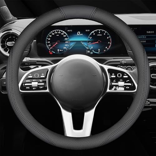 Steering Wheel Cover for Honda Brio II 2018-2024 2025, Non-Slip Steering Wheel Protector Microfiber Leather Breathable Auto Accessories,Black
