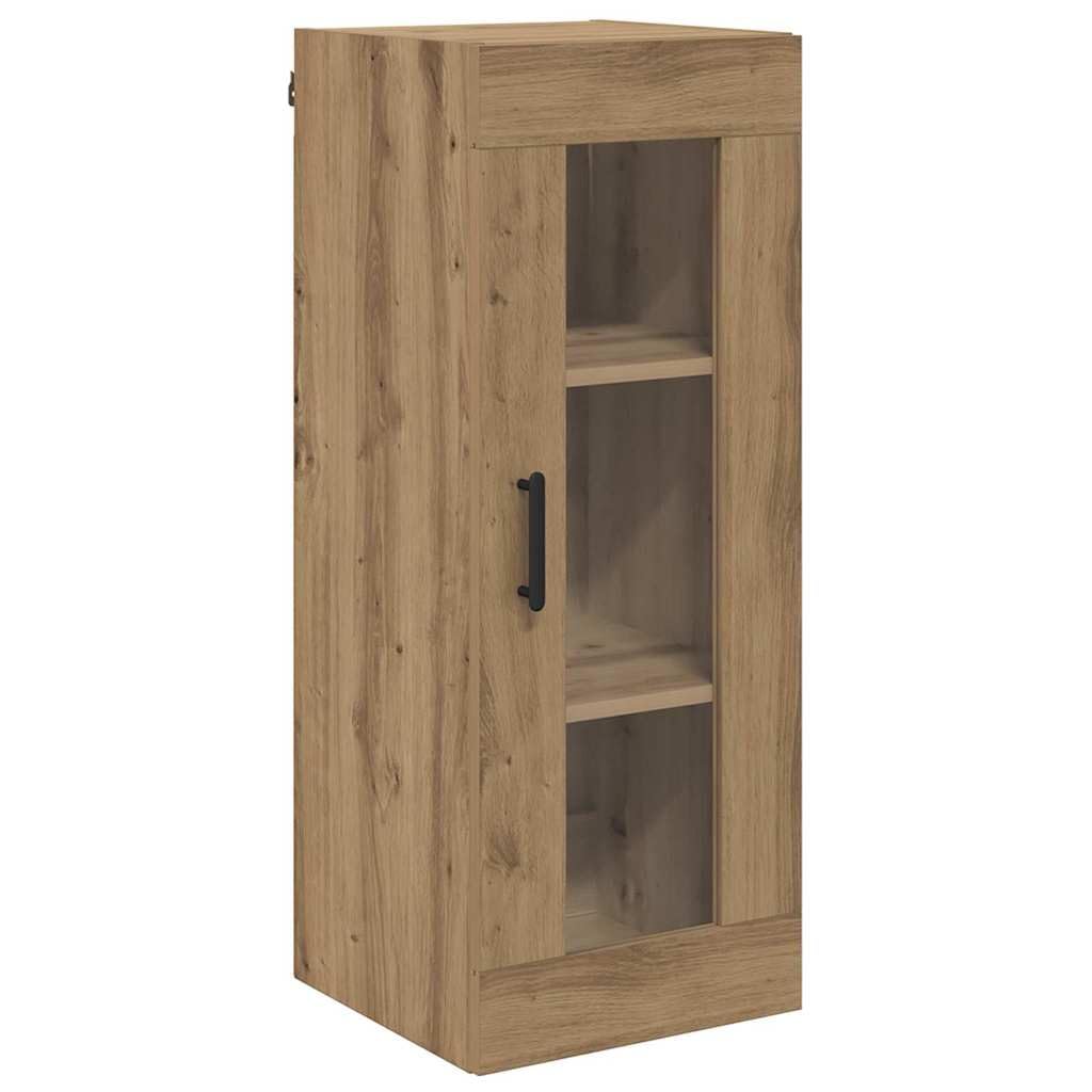 Szafa ścienna dąb Artisan 34,5 x 34 x 90 cm, montowana na ścianie szafka wisząca ze szklanymi drzwiami, materiał drewnopochodny, nowoczesny design do salonu, sypialni, biura, korytarza