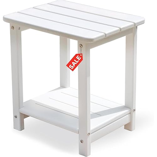 Adirondack Outdoor Side Table Square，2-Tier Patio Side Table with Weatherproof