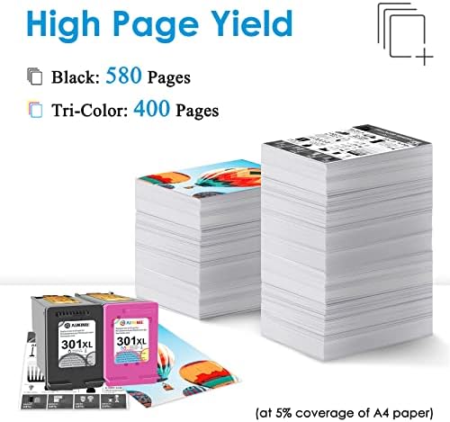AIMINIE Remanufactured for HP 301 Ink Cartridges Combo Pack, 301XL Ink Cartridge Replacement for HP 301 XL Black Color with Envy 5530 4500 5532 4502 4507 DeskJet 2540 2050 1050 OfficeJet 4630 Printer