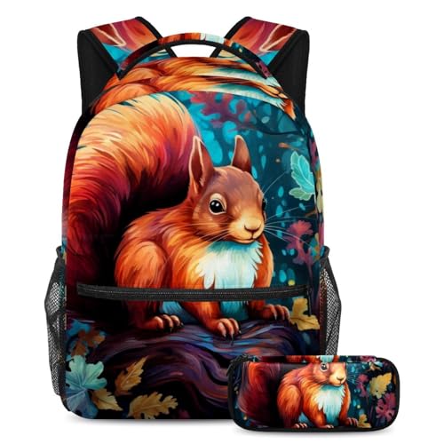 Sac à dos écureuil avec trousse combo idéal pour école primaire des garçons et filles