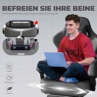 GTPLAYER Gaming Stuhl, Atmungsaktiver Bürostuhl, bürostuhl ergonomisch, Hochwertiger - Kunstleder, Ergonomischer PC Stuhl,160° Verstellbare Rückenlehne und ausziehbare Fußstütze,Tragkraft 180 kg,Grau – Ansicht 8