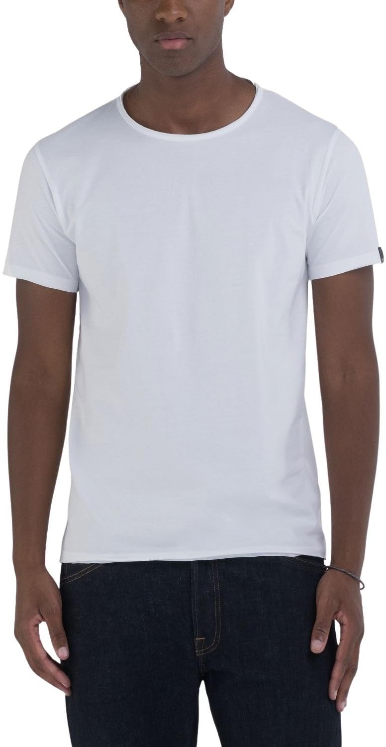 Replay Men's Basic T-Shirt Regular Fit with Crew Neck, 001 White, M