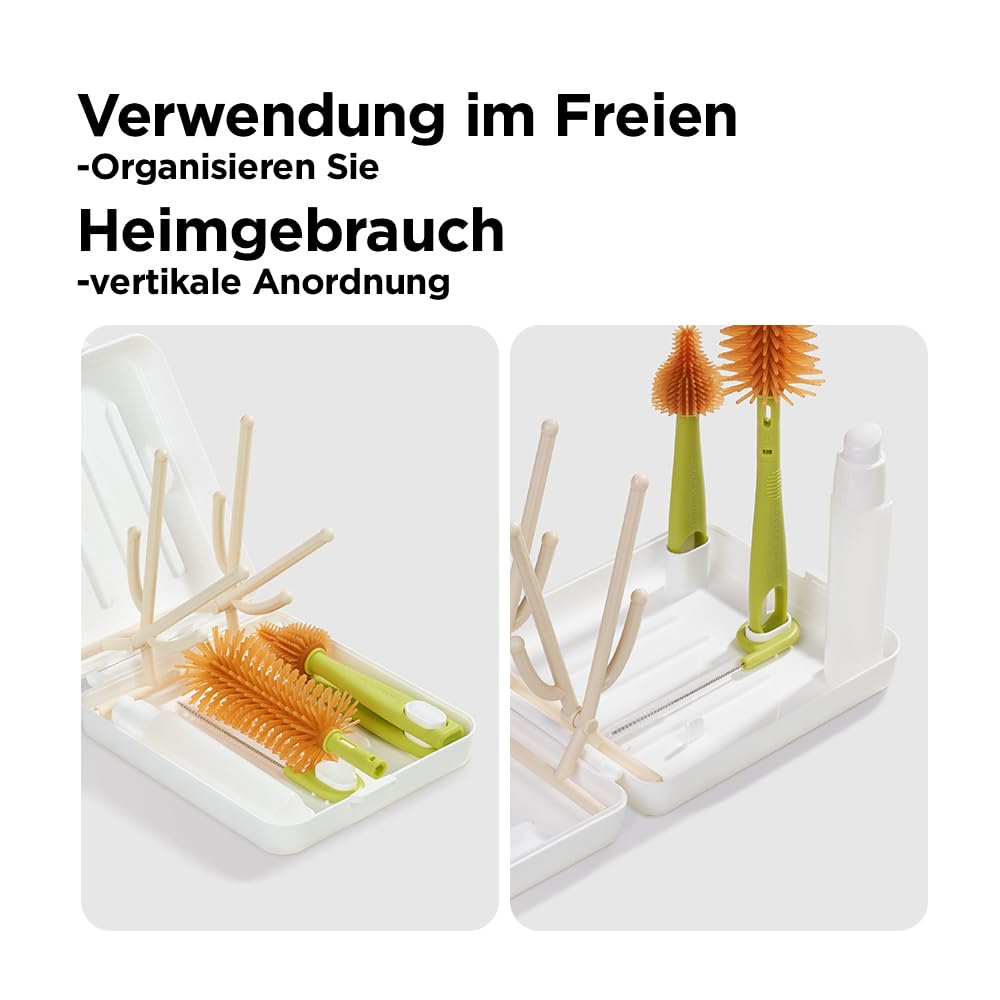 YOTIME Reise Flaschenbürste Baby Set mit Baby Flaschenhalter, für Must Have Reisen, Seine Freunde und Verwandten Besuchen, Weiß