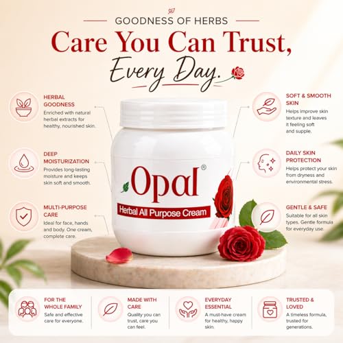 Image of OPAL Rose Herbal All Purpose Cream for Deep Nourishing & Refreshing Moisturizing Cream - Hydrating & Revitalizing Skin Care All Skin Types - 800gm