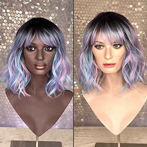 Cysterwigs Ambrose Limited Collection - Cute and Comfortable Fashion Wig - Silky Heat-friendly Synthetic Hair - Unicorn Swirl Rooted