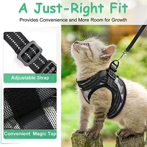 rabbitgoo Kitten Harness and Leash Set, Escape Proof Cat Walking Vest for Small Cats, Adjustable Easy Control Outdoor Harness, Breathable Pet Jacket with Reflective Strips, Geometric Pattern