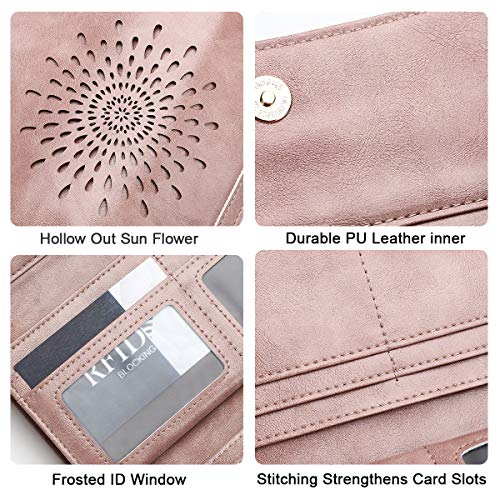 Image of APHISON Ladies Soft Leather RFID Long Wallet Trifold Clutch Purse Credit Card Holder Case for Women With Gift Box
