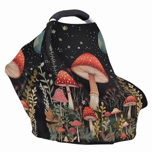 Image of Youngerbaby Mushroom Nursing Cover Carseat Canopy Car Seat Covers for Babies Mom Breastfeeding Scarf Infant Multi Use Cover for Baby Stroller Shopping Cart Feeding High Chair