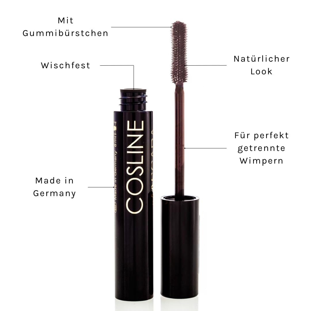 COSLINE Mascara Brown Rubber Brush 92, Braun, Wischfest, Gummibürste