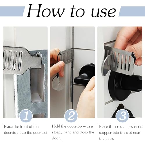 MEGAVOW Tragbares Türschloss Set, Tragbarer Türstopper mit Notfallpfeife und Aufbewahrungstasche, Stainless Steel Reiseschloss Sicherheitsschloss, Door Lock Without Drill für Zuhause Hotel Reisen