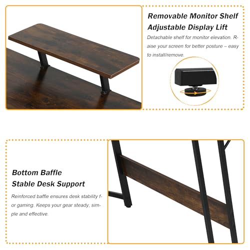 Image of L Shaped Gaming Desk, 50 inch Corner Desk, Spacious Dual Tops, P2 Particleboard, Metal Z-Legs, Adjustable Non-Slip Pads, Scratch /Waterproof, Multi-Use Home Office /Game Room /Dorm