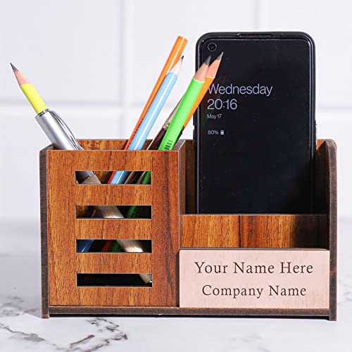Image of Deskart Multipuropse Pen Holder Stand for Office Desk and Study Table | Multipurpose Stylish Stationary Organizer (Prime, With Name Printing, Pen Holder)