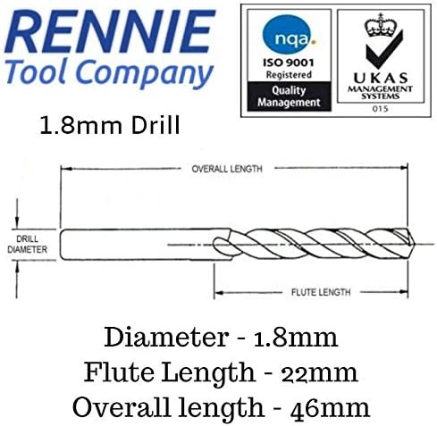 Rennie Tools - 10pc 1.8mm HSS Gold Cobalt Jobber Drill Bit Set for Stainless Steel Hard Metals, Aluminium, Cast Iron, Copper - Image 3