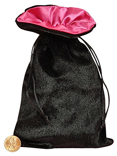 Tarot/rune Bag: Black Velvet and Pink Satin Bag by Paper Mart