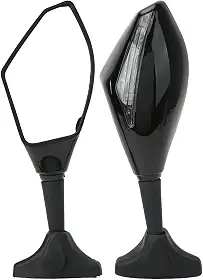 Par Retrovisor Esportivo com Pisca LED Integrado Preto para Motos Carenadas Universal – Base Ajustável