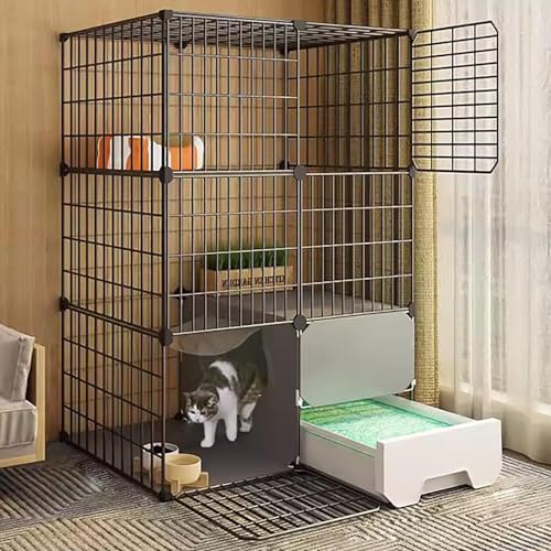 Parc bac extractible litière chat HJMMWT pour sécuriser vos petits animaux en intérieur