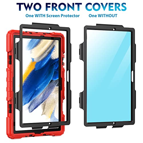 Timecity Case For Samsung Galaxy Tab A8 10.5 Inch Sm-X200/X205/X207 With 360 Degree Rotatable Kickstand Hand Strap Shoulder Strap For Samsung Galaxy Tab A8 Tablet 2022 Released, Red #TOP6