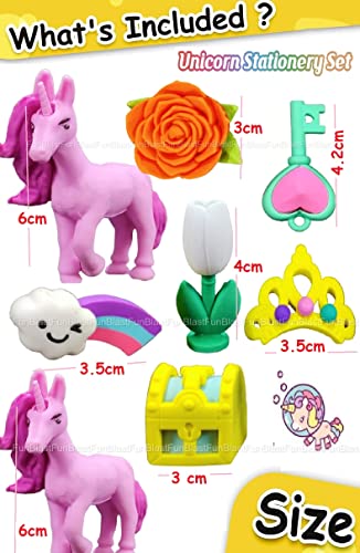 Image of FunBlast Unicorn Erasers - Retractable Eraser, Novelty Eraser Unicorn Themed Kawaii Erasers for Kids, Students, Fancy Stationery Gift for Children, Return Gift for Kids (Pack of 2)