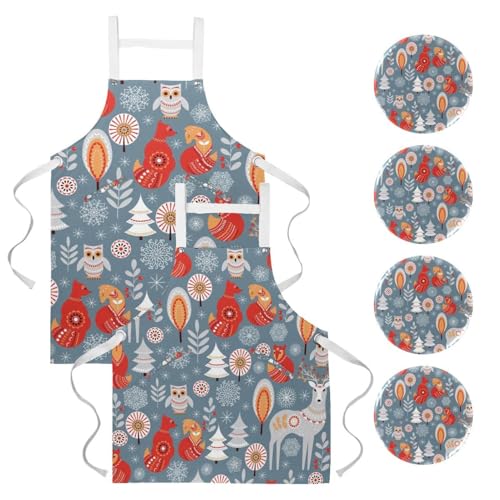 Tablier de cuisine Noël et forêt pour pâtisserie et bistro