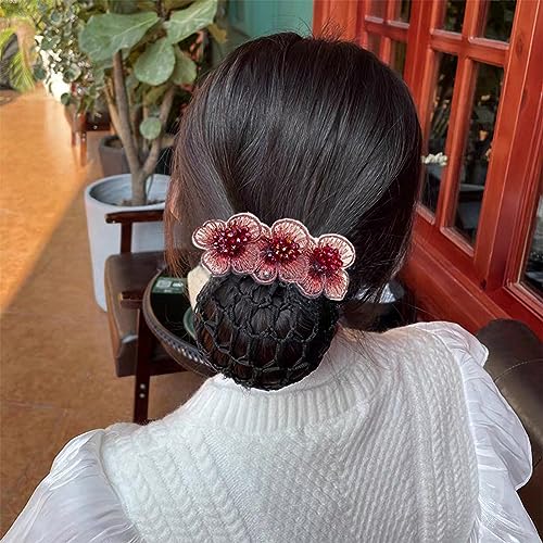 3 Pack Cubierta de Broche para Moño con Red de Flores para el Pelo para Mujeres, Accesorios para el Pelo para Cabello Grueso y Delgado miniatura 6