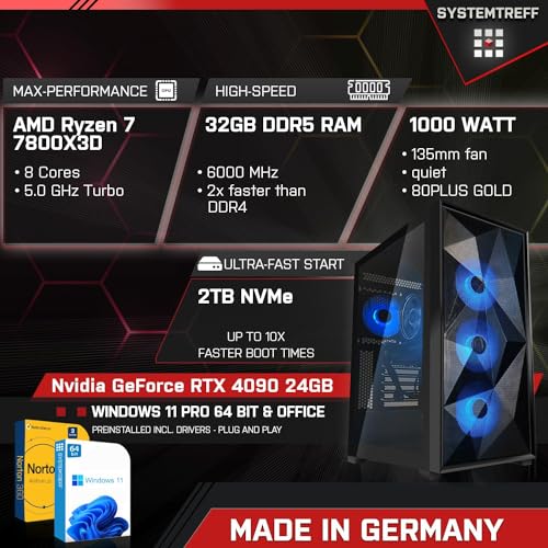 SYSTEMTREFF High-End Gaming PC AMD Ryzen 7 7800X3D 8x5GHz | Nvidia RTX 5090 32GB DX12 | 2TB M.2 NVMe | 32GB DDR5 RAM | Windows 11 | WLAN Desktop Computer Rechner für Gamer, Zocker & Streamer – Bild 3