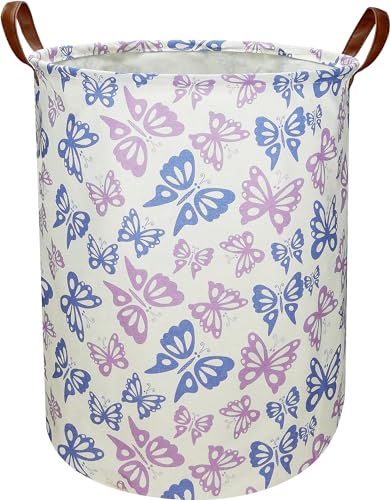 Image of NTAOHAMPER Purple Butterfly Laundry Hamper,kids laundry Basket,Girls Nursery Hamper,Waterproof Storage Bin for Bedroom,Clothes Organizer Basket,Toys Box,Room Decor(Butterfly)