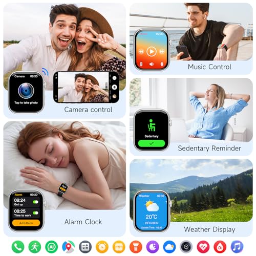 AOC AI Smart Watch for Men Women Answer/Make Calls, Built-in ChatGPT, 1.96" HD AMOLED Screen Fitness Watch with Heart Rate Monitor Sleep Monitor, 100+ Sports Trackers Step Counter (Silver) - Image 5