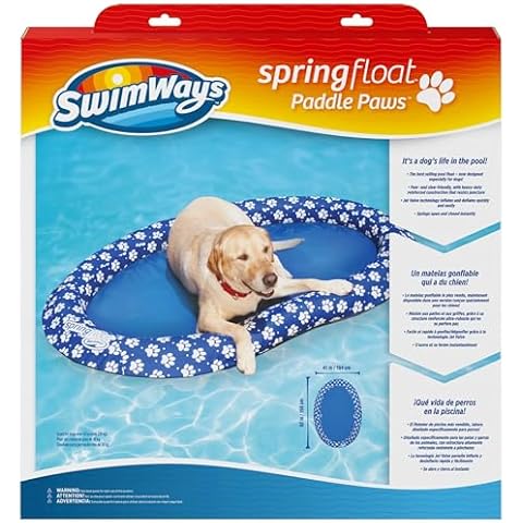SwimWays Paddle Paws Spring Float Dog Raft, Large (65 lbs. and Up), Blue Cover