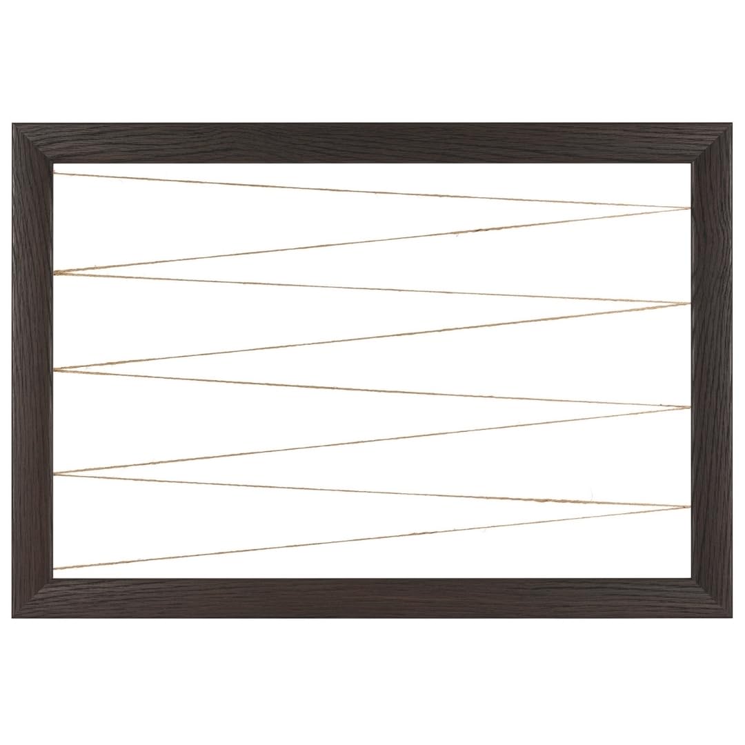 CLAMARO "Neo Collage Line" uchwyt na zdjęcia 85x65 cm | Wengue ciemnobrązowy | Ramka na zdjęcia w formacie poziomym z liną do zdjęć z włókna jutowego i kółeczkami do zdjęć z drewna | Idealny jako