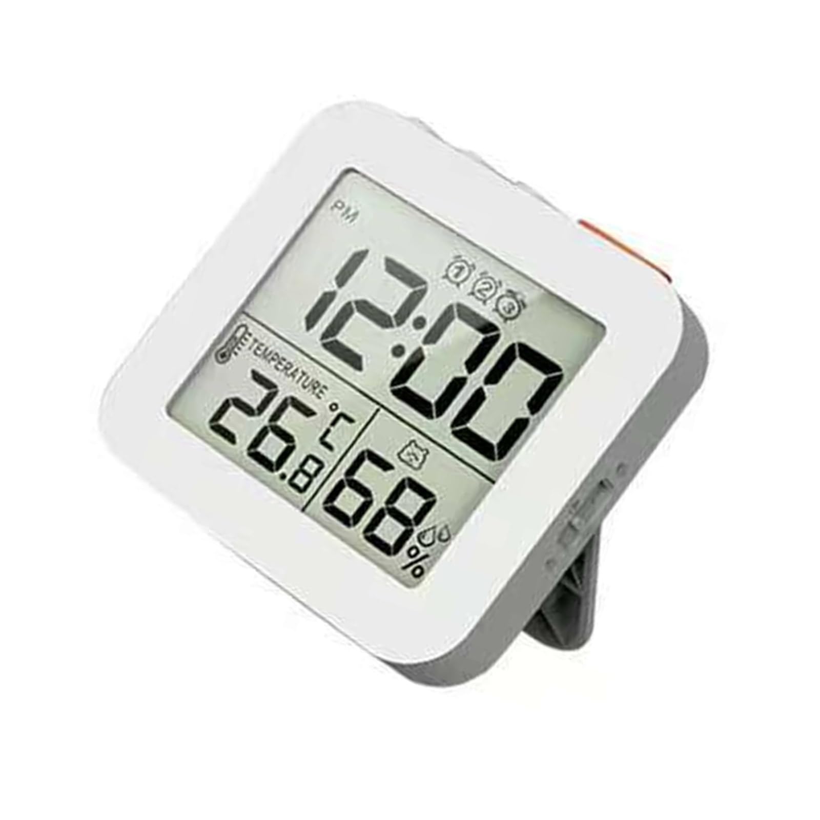 Carotoe White Battery Operated Alarm Clock 3 Alarms Temperature Humidity Display Backlight Feature Compacts Design For Kids Adults Backlight Snoozes Function Alarm Clock