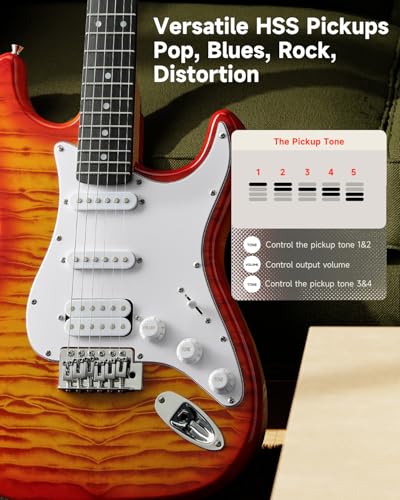 Donner DST-90 39" Beginner Electric Guitar Kit with Amp, Icetea Burst - image 2
