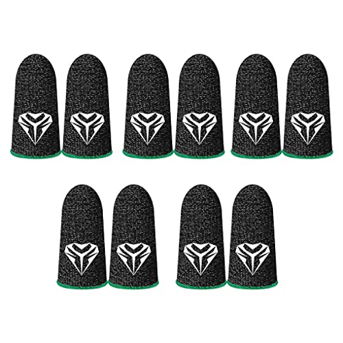 Vokmon 5 Paar Gaming Fingerspitzen Ärmel Anti Fingerabdruck Abdeckungen Silberfaser Handschuhe, Grün Cover