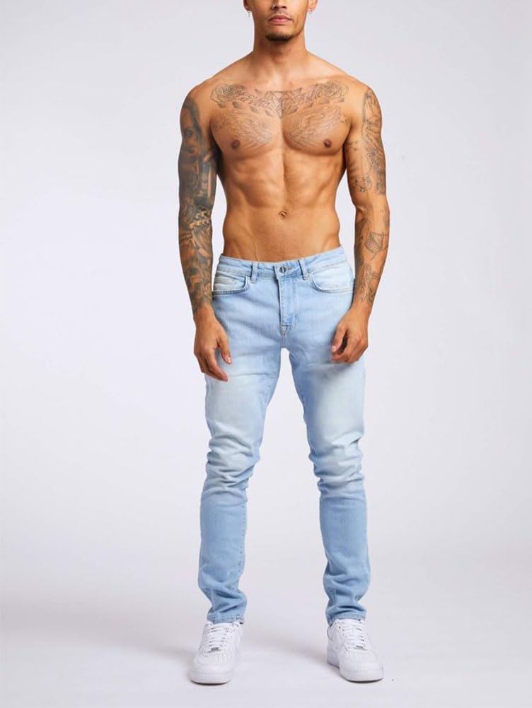 Jeans Homme Pantalons en Denim à Trou Droit Jeans Trou Cassé Pantalons avec Fermeture Éclair Jean Hip Hop Bassin Jeans Homme Pantalons de Sport Jeans Trou Cassé