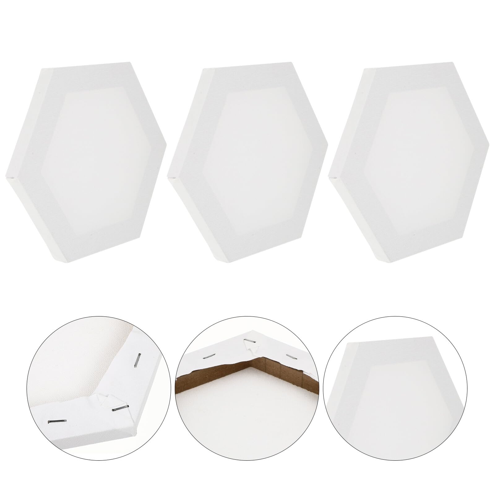 SUPVOX Toiles à Peindre Panneaux pour Loisirs Peinture Hexagonales en Coton Lot de 3 sur Cadre en Bois Blanc pour Étudiants et Débutants
