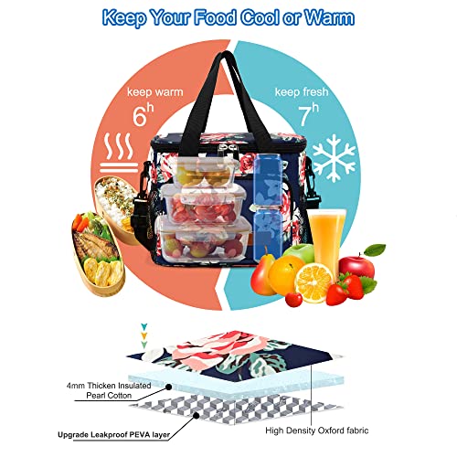 Lunch Bags For Women/Men, Insulated Lunch Bag For Work Office School Picnic - Lunch Cooler Bag Leakproof Lunch Box With Adjustable Shoulder Strap - Floral #TOP2