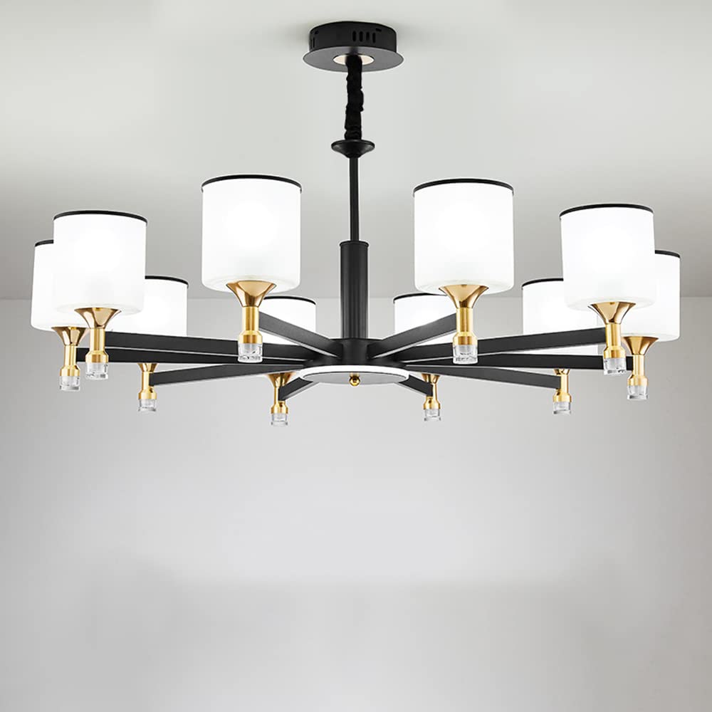 HYJAUSXB Luxury Vintage Chandelier for Living Room Large Semi Recessed Ceiling Light Fixture with Adjustable Height and E27 Base American Style Decorative Pendant Lamp Bedroom