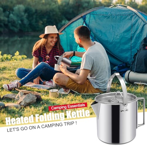 Zalaxt Portable Camping Tea Kettle - 1.2L Stainless Steel Coffee Pot for Hiking, Picnics, and Outdoor Adventures with Handles and Lids - Image 5