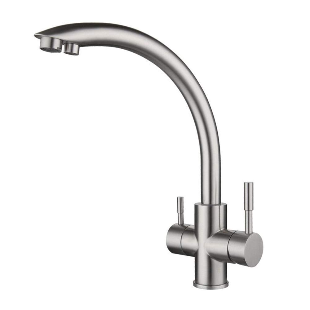 Robinet cuisine purificateur d'eau 3 en 1 en acier inoxydable brossé