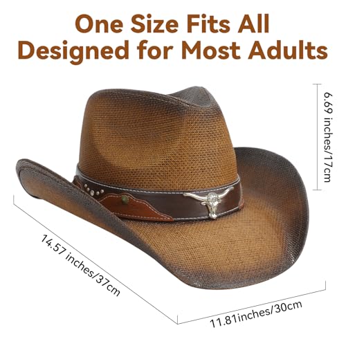 Image of WQWOVRVO Cowboy Hat,Cowgirl Hat,Western Cowboy Hats for Women /Mens /Straw Wide with Shapeable Brim Cowboy Hat for Womens