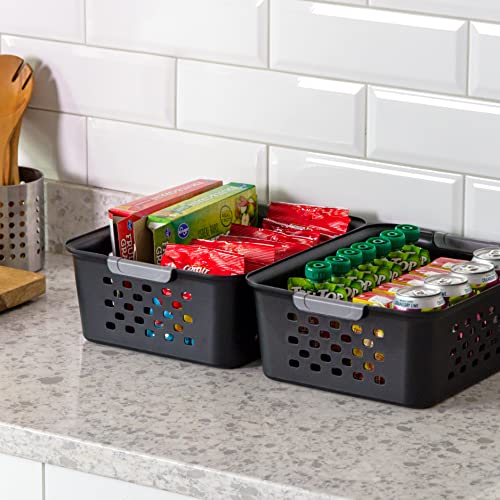 Iris Usa Plastic Storage Basket, 6-Pack, Medium, Shelf Basket Organizer For Pantries, Kitchens, Cabinets, Bedrooms, Black #TOP7
