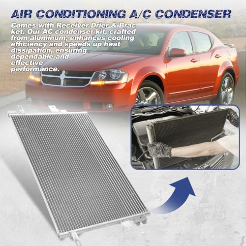 Image of Air Conditioning A /C Condenser Compatible with Chrysler 200, Sebring & Dodge Avenger, Caliber & Jeep Compass, Patriot # 3586, CN3586PFC, 68004053AA, CH3030228