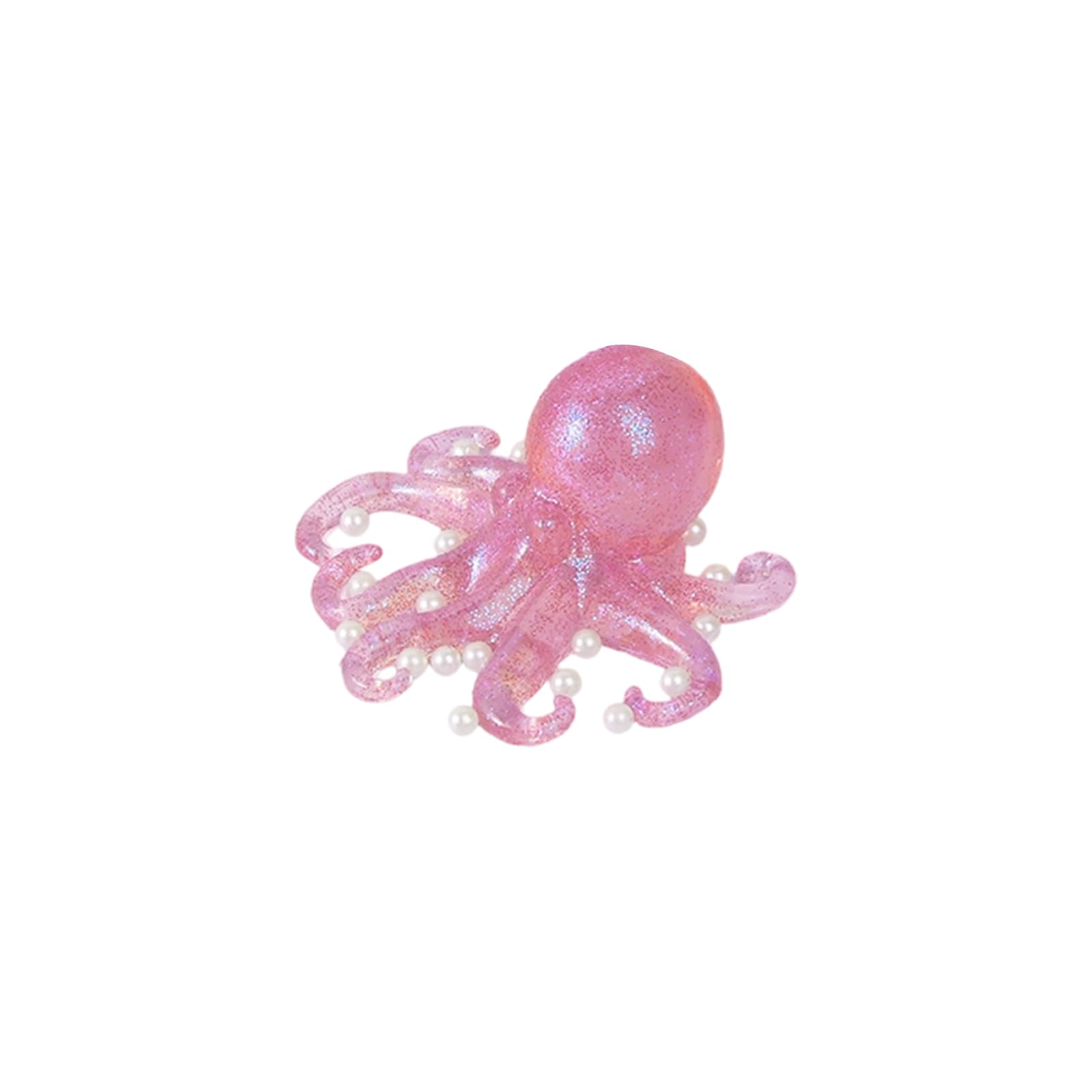 Octopus Anti-Stress - Maritime Adventure Squeeze Figures - Transparent Octopus with Pearl Decor & Glitter - Premium Sensory Gadget for Desk & Focus Ocean Lovers