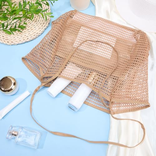 Image of Mesh Beach Bags for Women Summer Travel Tote Bag with Large Inner Pocket Foldable Sandproof Woven Shoulder Handbag Lightweight Vacation Cruise Tote for Beach Swimming Pool Poolside Gym