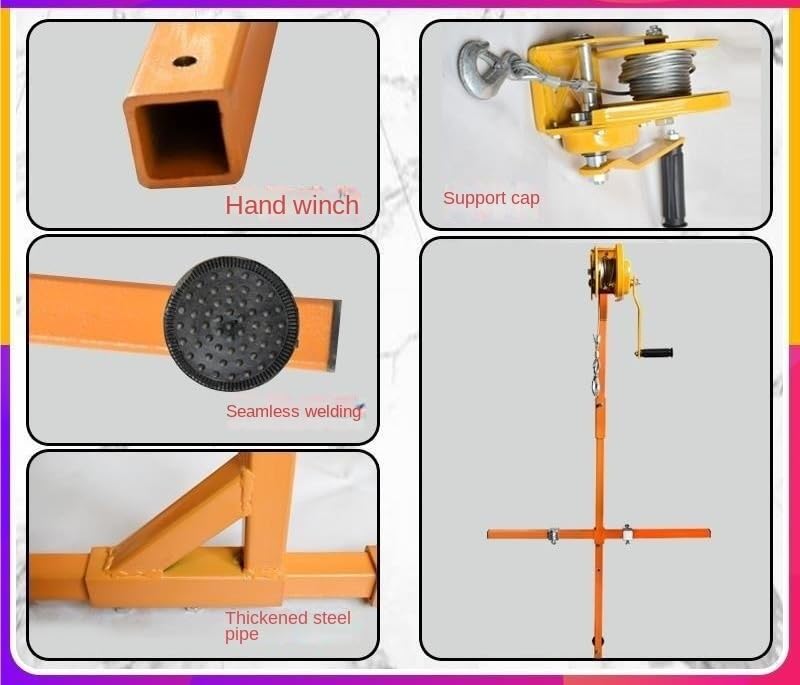 Cabrestante Manual con Soportes Plegables y Cuerda 49FT miniatura 3
