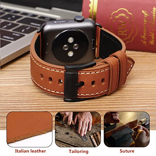 Image of HUAFIY Compatible for Apple Watch Bands 42mm 44mm45mm46mm 49mm 38mm 40mm41mm, Genuine Leather Band Strap for iWatch Series 11 /10 /9 /8,7,6,5,4,3,2,1, Ultra3 2 1