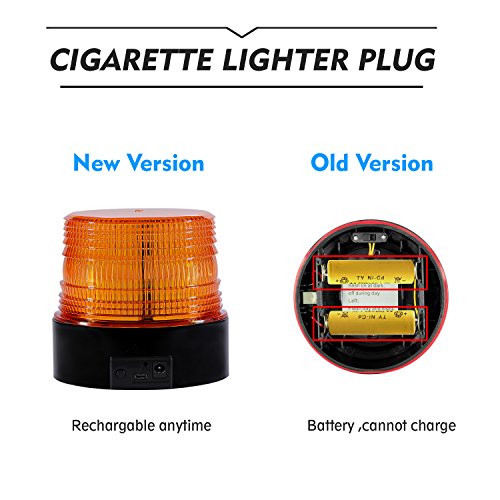 Battery Led Strobe Light, Wireless Amber Emergency Magnetic Flashing Warning Beacon For Truck Vehicle With 12-80V Cigarette Lighter Plug #TOP3