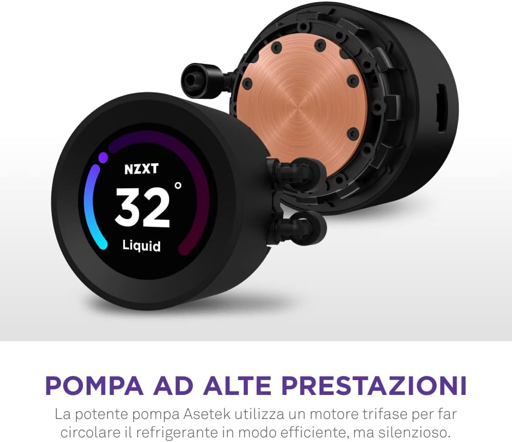 Kraken Elite 240 - RL-KN24E-B1-240mm AIO CPU Liquid Cooler - Customizable 2.36" Wide-Angle LCD Display for GIFs - Sistema di raffreddamento - Immagine 3