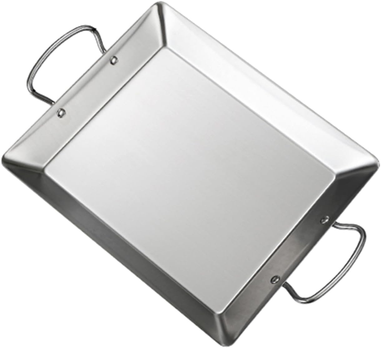 Stainless Steel Spanish Paella Pan Dry Pot Lobster Plate Seafood Pot with Double Handle Serving Platter Snack Dish Sushi Bowl Flat Bottom Wok for Home Restaurant Commercial, 3 Size (Gold Small)