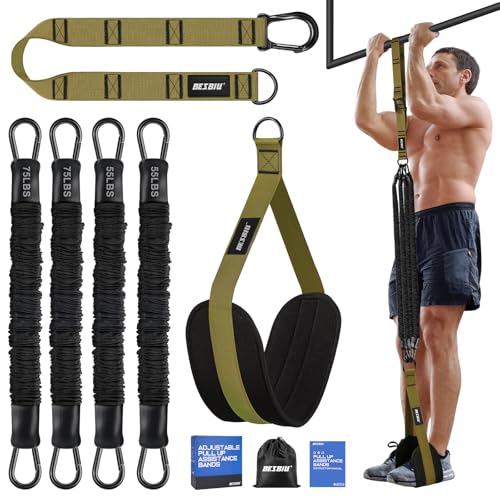 Heavy Pull Up Bands 260lbs Resistance Bands for Pull Ups Working Out with Feet Rest, Height Adjustable